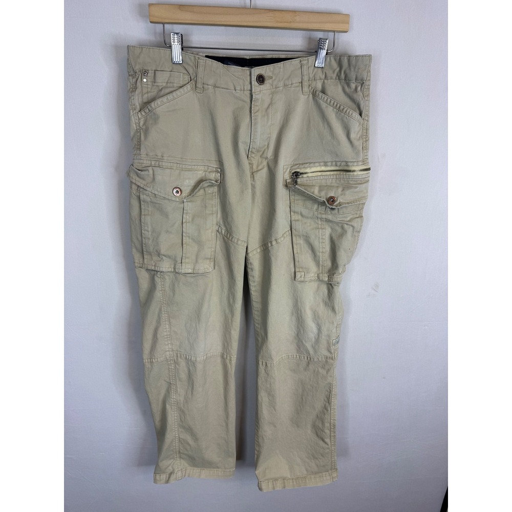 G-Star Raw 3301 Tapered Cargo Pants Mens 36X30 Tan Khaki Multi Pocket Cotton